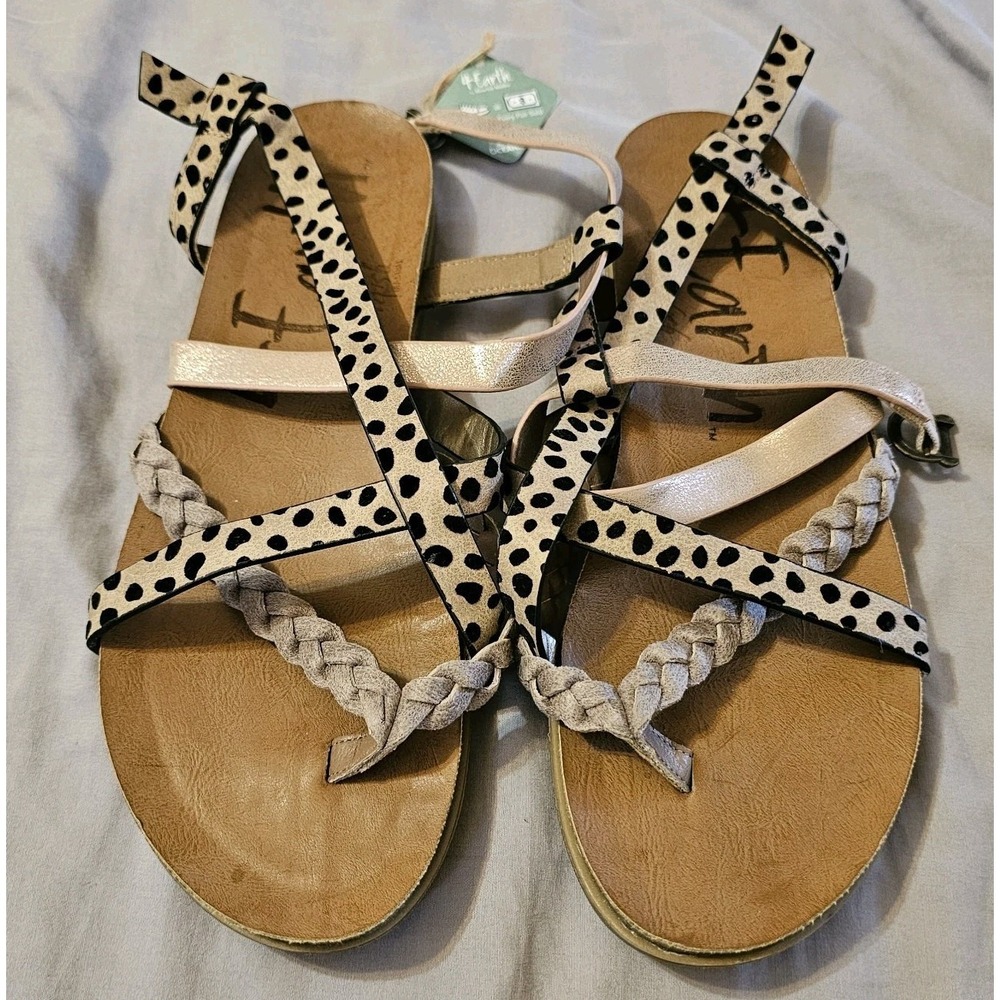Blowfish Malibu Vegan Leopard Rope Strappy Womens Sandal Sz 8.5 NWT